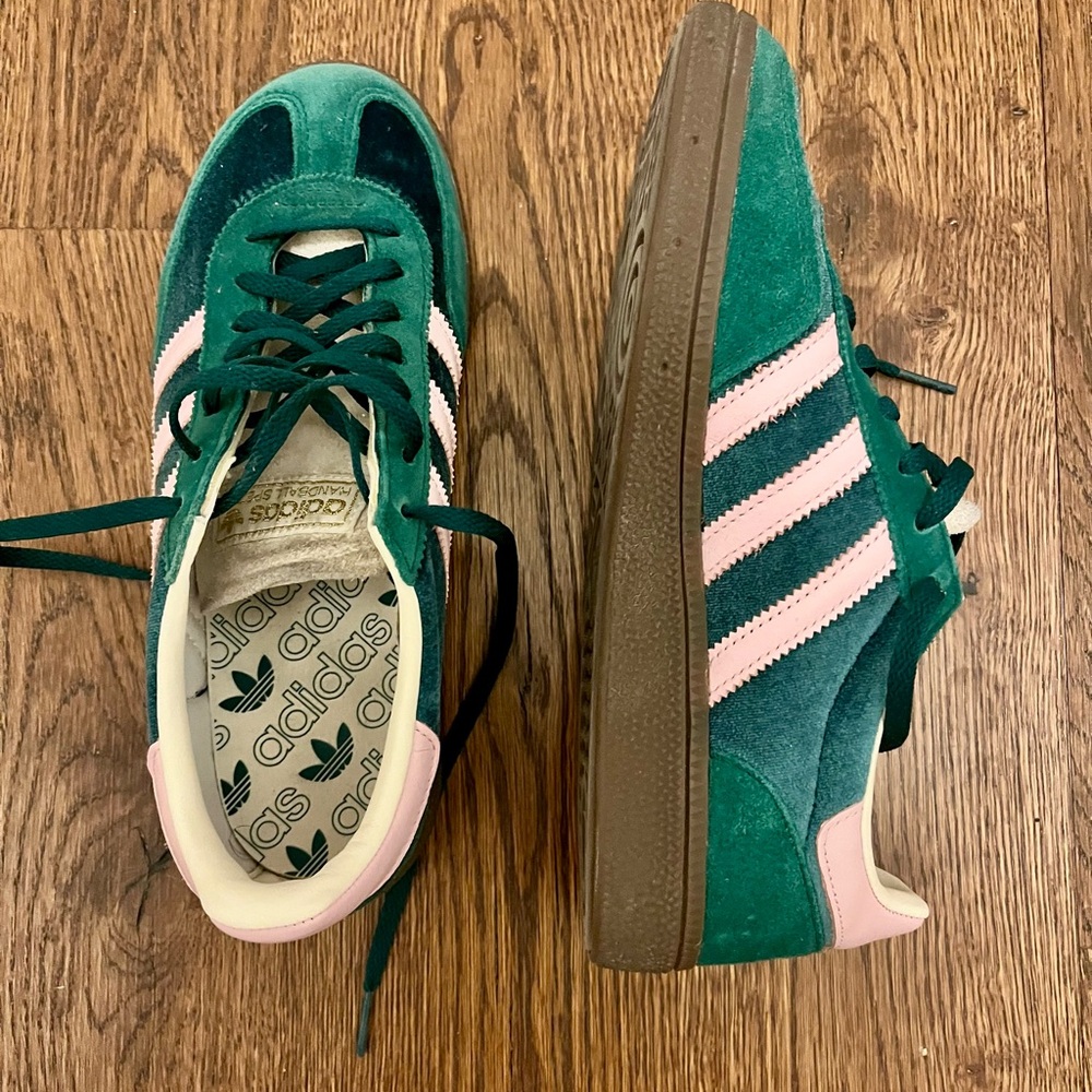 Adidas Green and Pink Handball Spezial Sneakers